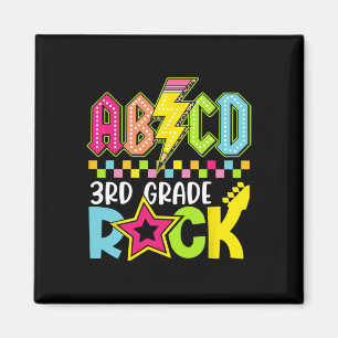 Funny Back To School Lightning Bolt 3rd Grade Rock Magnet