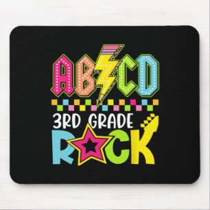 Funny Back To School Lightning Bolt 3rd Grade Rock Mouse Pad