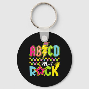 Funny Back To School Lightning Bolt Pre K Rock Kid Key Ring