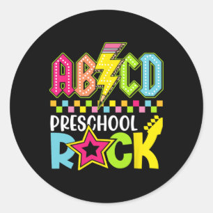 Funny Back To School Lightning Bolt Preschool Rock Classic Round Sticker