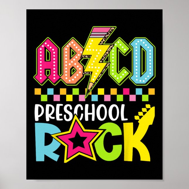 Funny Back To School Lightning Bolt Preschool Rock Poster (Front)