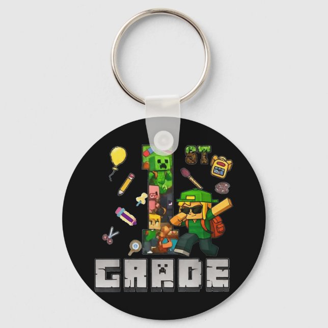 Funny Back To School Tee 1st Grade Dabbing Gamers  Key Ring (Front)
