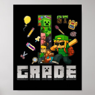 Funny Back To School Tee 1st Grade Dabbing Gamers  Poster