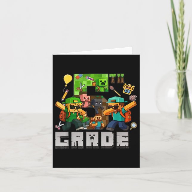 Funny Back To School Tee 5th Grade Dabbing Gamers  Card (Front)