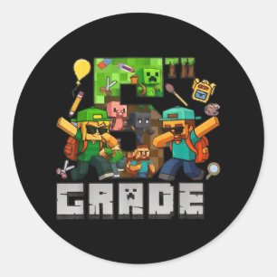 Funny Back To School Tee 5th Grade Dabbing Gamers Classic Round Sticker