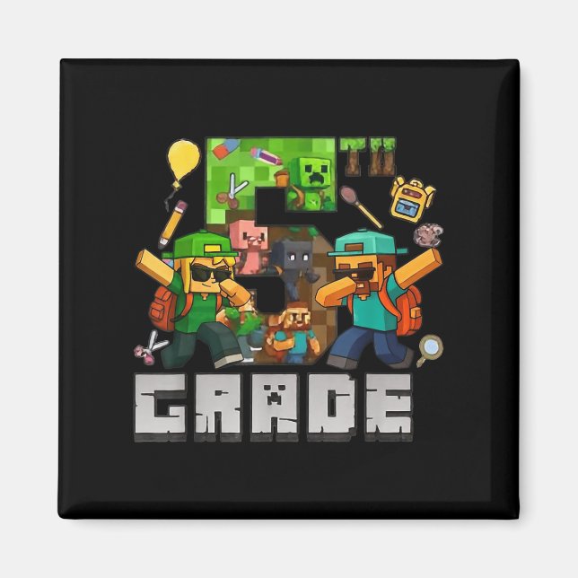 Funny Back To School Tee 5th Grade Dabbing Gamers  Magnet (Front)