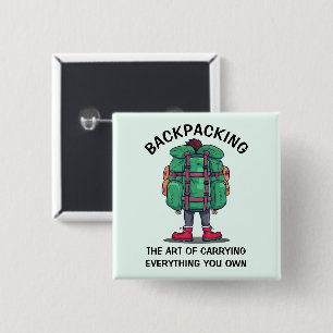 Funny Backpacker 15 Cm Square Badge