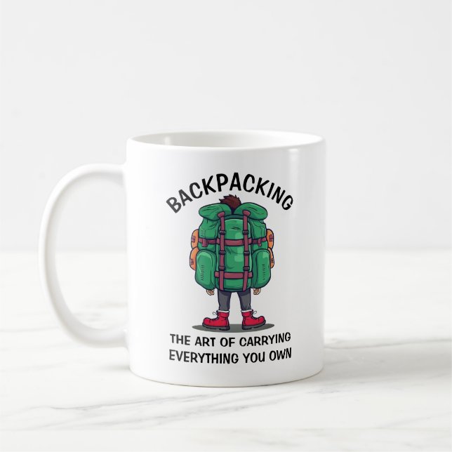 Funny Backpacker Coffee Mug (Left)