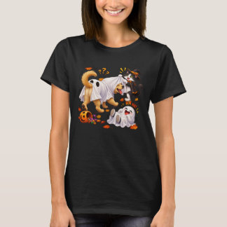 Funny Backward Ghost Dog Halloween Costume Scene!! T-Shirt