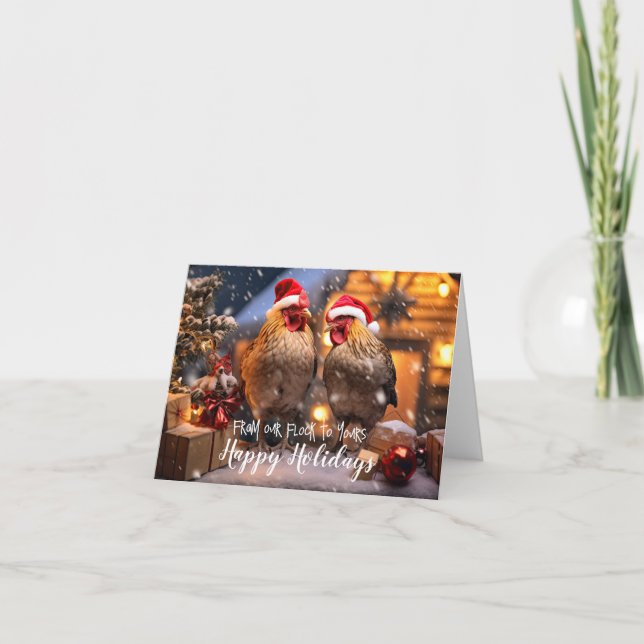 Funny Backyard Chickens Christmas Happy Holidays Card (Front)
