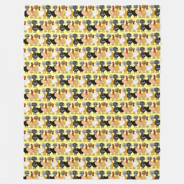 Funny Backyard Chickens Polish Hens Polka Dot Fleece Blanket (Front)