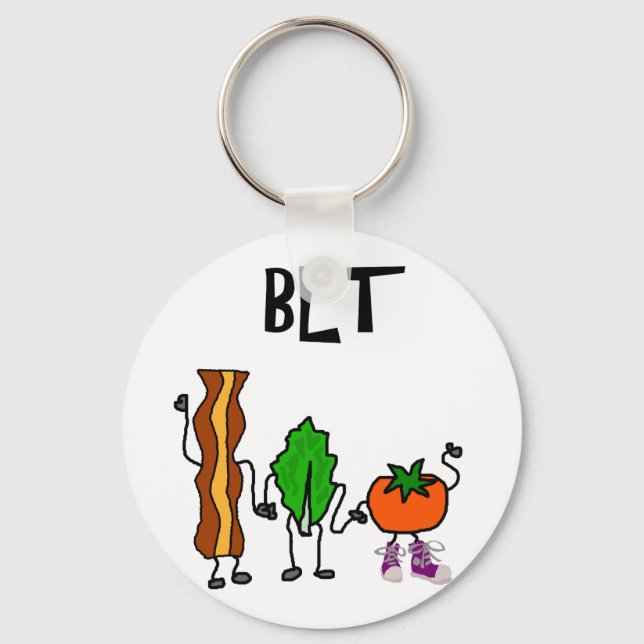 Funny Bacon, Lettuce, and Tomato Cartoon Key Ring (Front)