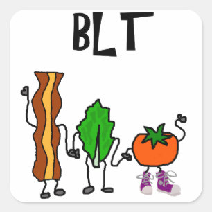 Funny Bacon, Lettuce, and Tomato Cartoon Square Sticker