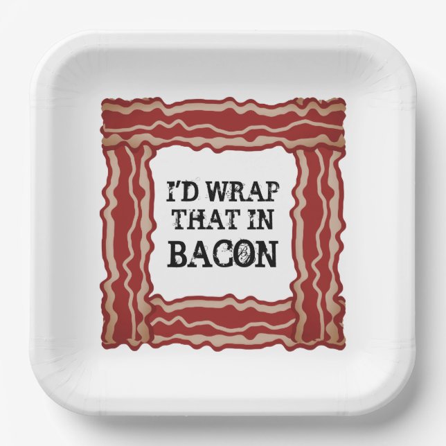 Funny bacon paper party plates for pork meat lover (Front)
