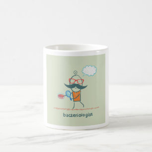 Funny Bacteriologist Scientist with Big Moustache Coffee Mug