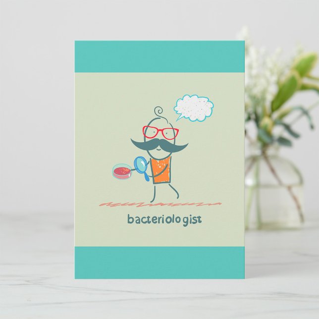 Funny Bacteriologist Scientist with Big Moustache  Invitation (Creator Uploaded)