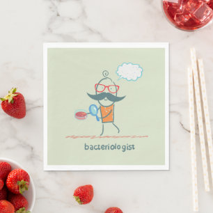 Funny Bacteriologist Scientist with Big Moustache  Napkin