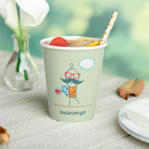 Funny Bacteriologist Scientist with Big Moustache  Paper Cups