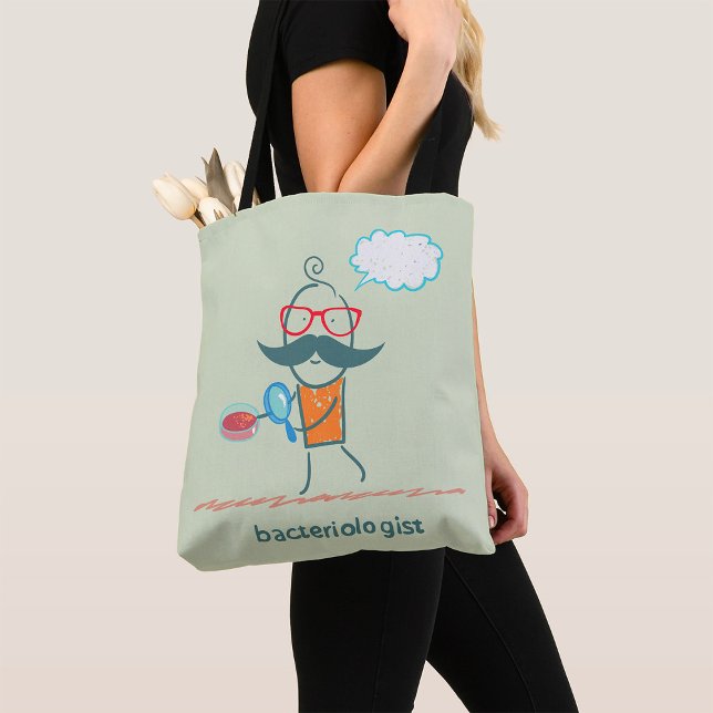 Funny Bacteriologist Scientist with Big Moustache  Tote Bag (Creator Uploaded)