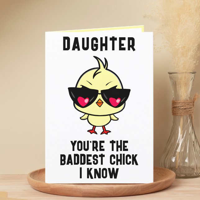 Funny Bad Chick Chicken Daughter Happy Birthday Thank You Card (Funny Bad Chick Chicken Daughter Happy Birthday Thank You Card)