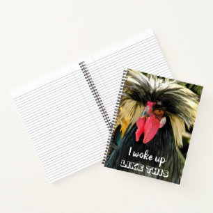 Funny Bad Hair Day Chicken Meme Notebook