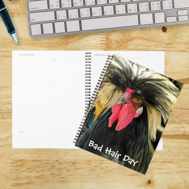 Funny Bad Hair Day Chicken Meme Planner (In Situ)