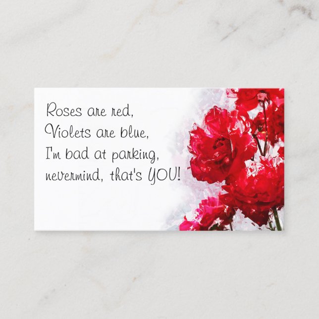 Funny Bad Parking Note Business Card (Front)