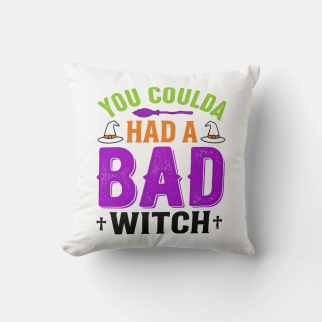 Funny Bad Witch Halloween Quote Vector Design_1 Cushion (Front)
