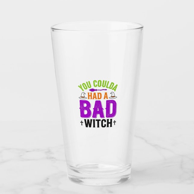 Funny Bad Witch Halloween Quote Vector Design_1 Glass (Front)