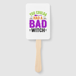 Funny Bad Witch Halloween Quote Vector Design_1 Hand Fan