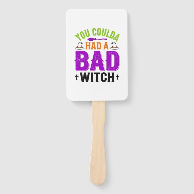 Funny Bad Witch Halloween Quote Vector Design_1 Hand Fan (Front)