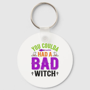Funny Bad Witch Halloween Quote Vector Design_1 Key Ring