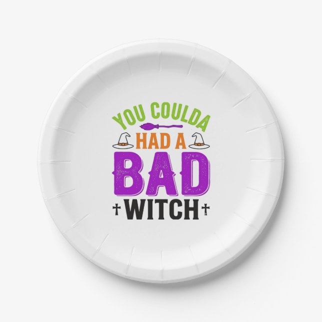 Funny Bad Witch Halloween Quote Vector Design_1 Paper Plate (Front)