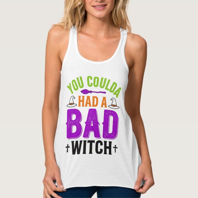 Funny Bad Witch Halloween Quote Vector Design_1 Singlet (Front)