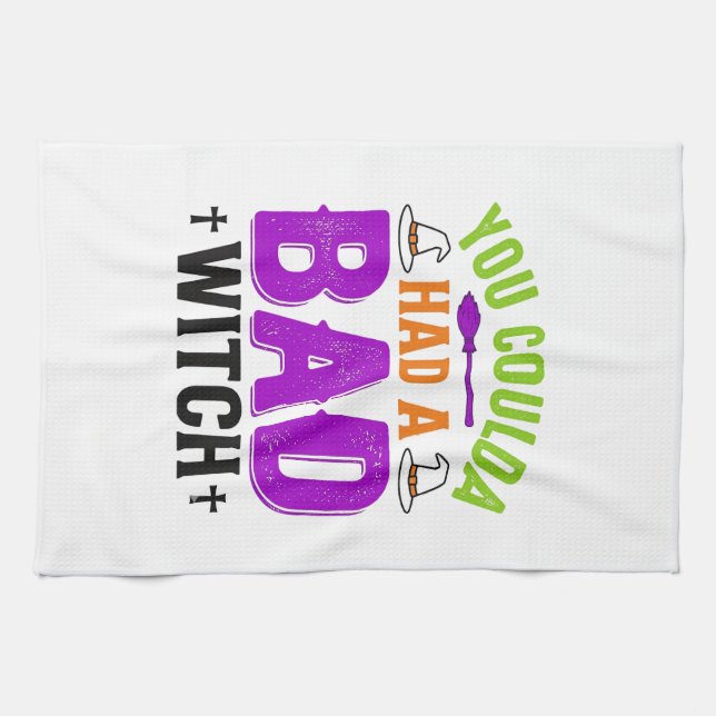 Funny Bad Witch Halloween Quote Vector Design_1 Tea Towel (Horizontal)