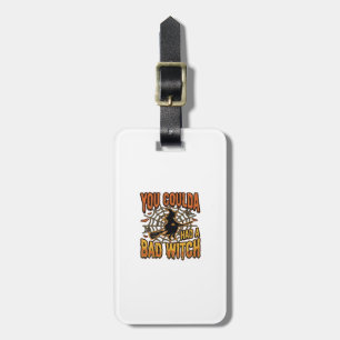 Funny Bad Witch Halloween Vintage Engraving Design Luggage Tag