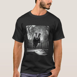 Funny Badger Jumping on Trampoline Forest Animal G T-Shirt