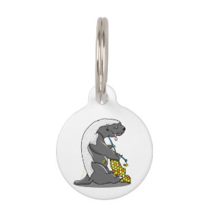 Funny Badger Knitting Pet Tag