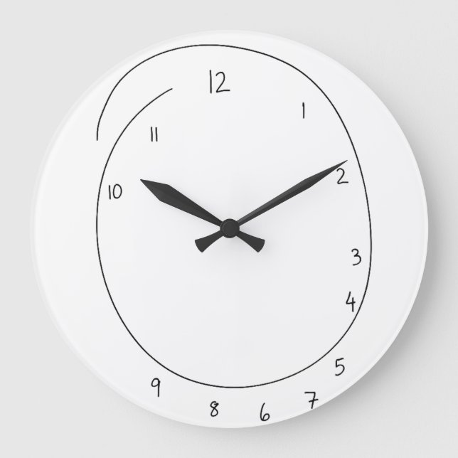 Funny Badly Drawn Wall Clock Minimalist Doodle (Front)