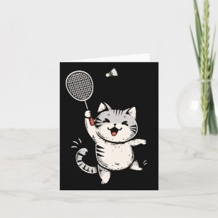Funny Badminton Cat Cute Kitty Badminton Player Sh Card