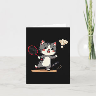 Funny Badminton Cute Cat Racket Shuttle Men Women Card