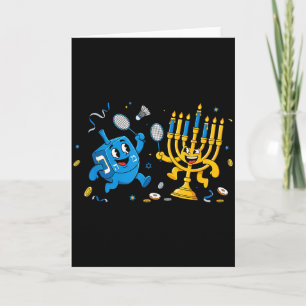 Funny Badminton Dreidel Menorah Hanukkah Kids Wome Card