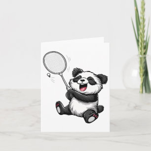 Funny Badminton Panda Badminton Player Shuttle Rac Card