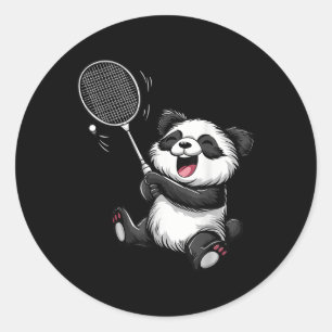 Funny Badminton Panda Badminton Player Shuttle Rac Classic Round Sticker