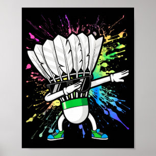 Funny Badminton Player Kids Boys Men Women Shuttle Poster