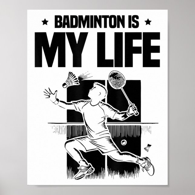Funny Badminton Player Love Shuttle Design 1  Poster (Front)