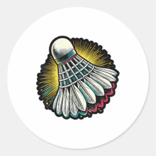 Funny Badminton Player Love Shuttle Design 3  Classic Round Sticker