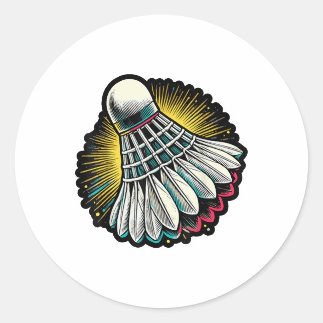 Funny Badminton Player Love Shuttle Design 3  Classic Round Sticker (Front)