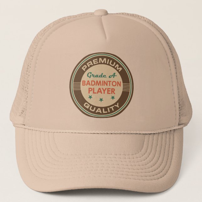 Funny Badminton Player (Premium Quality) Gift Trucker Hat (Front)