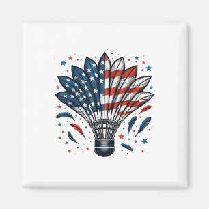 Funny Badminton Shuttle American Usa Flag 4th Of J Magnet